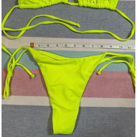 NWOT Neon Yellow Tie Bikini Set – Size Medium - Picture 6 of 8